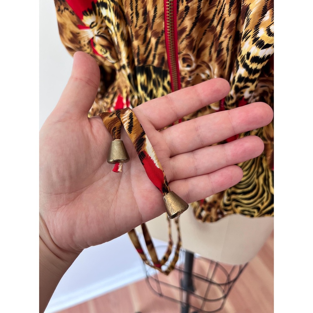 Vintage 90s Animal Print Jacket Silk Tiger Funky Streetwear Mob Wife Small - Picture 4 of 10